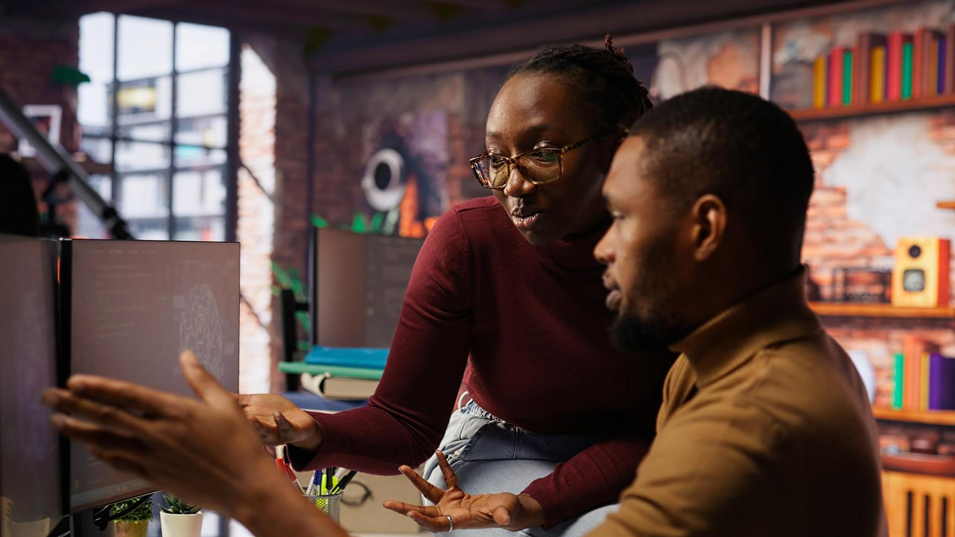 Professionals collaborating in an office