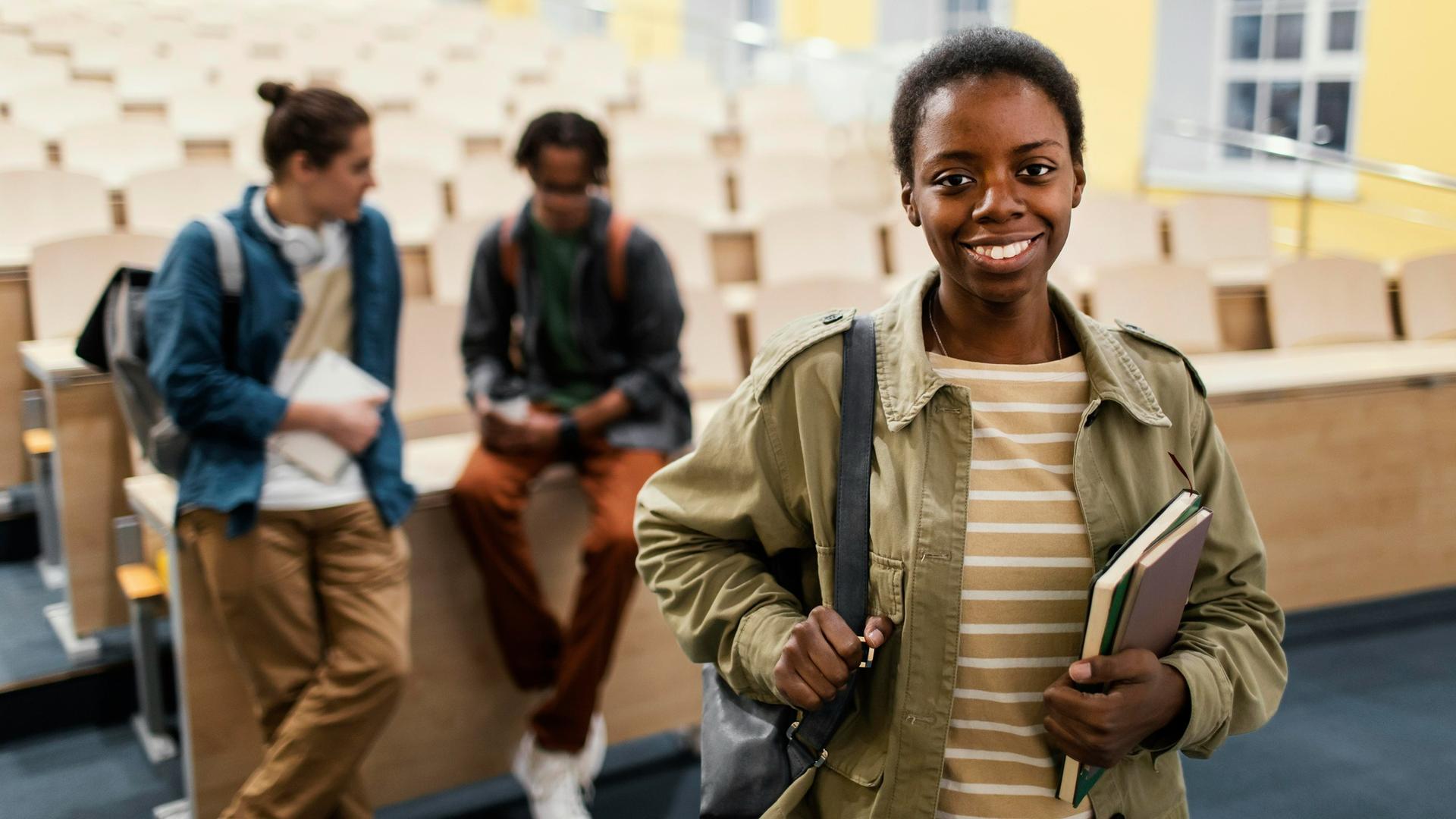 Students on an international university campus